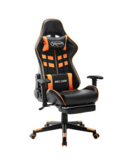 Chaise de jeu avec repose-pied Noir et orange Cuir artificiel | Mobilier & Déco