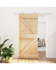 Porte coulissante et kit de quincaillerie 90x210 cm pin massif | Mobilier & Déco