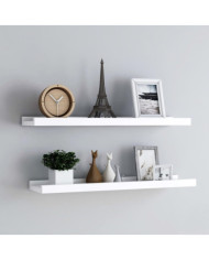 Étagères à rebord pour cadre photo 2 pcs Blanc 80x9x3 cm MDF | Mobilier & Déco