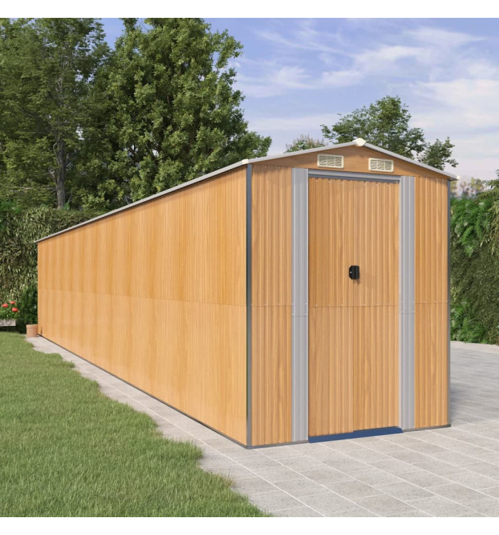 Abri de jardin Marron clair 192x1021x223 cm Acier galvanisé | Mobilier & Déco