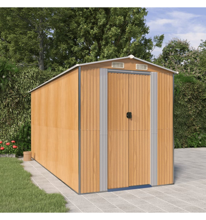 Abri de jardin Marron clair 192x440x223 cm Acier galvanisé | Mobilier & Déco