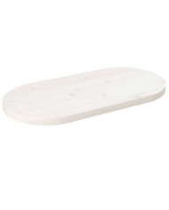 Dessus de table blanc 80x40x2,5 cm bois de pin massif ovale | Mobilier & Déco