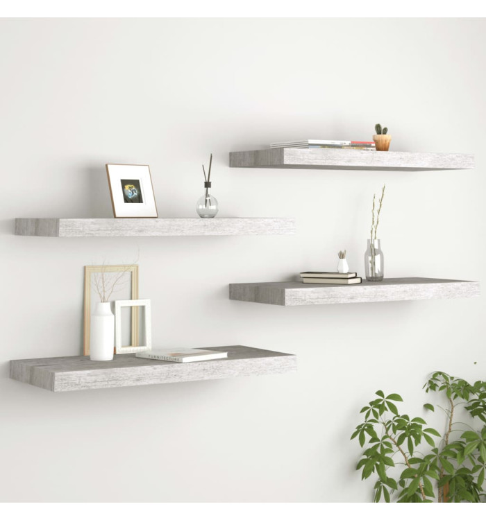 Étagères murales flottantes 4 pcs gris béton 60x23,5x3,8 cm MDF | Mobilier & Déco