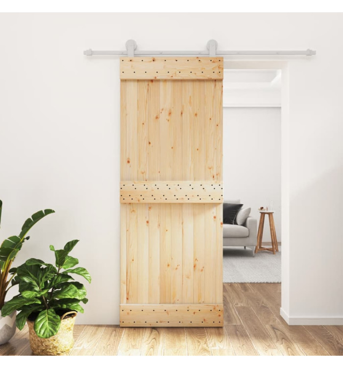 Porte coulissante et kit de quincaillerie 80x210 cm pin massif | Mobilier & Déco