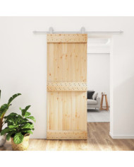 Porte coulissante et kit de quincaillerie 80x210 cm pin massif | Mobilier & Déco