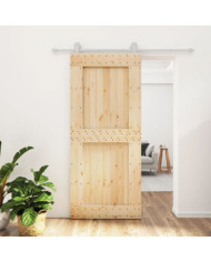 Porte coulissante et kit de quincaillerie 90x210 cm pin massif | Mobilier & Déco