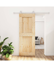 Porte coulissante et kit de quincaillerie 80x210 cm pin massif | Mobilier & Déco