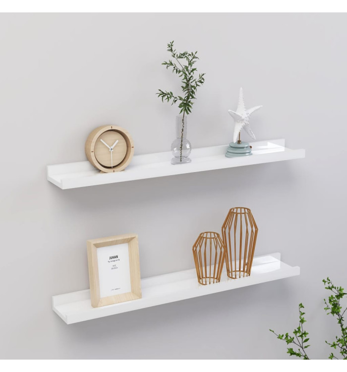 Étagères murales 2 pcs Blanc brillant 60x9x3 cm | Mobilier & Déco
