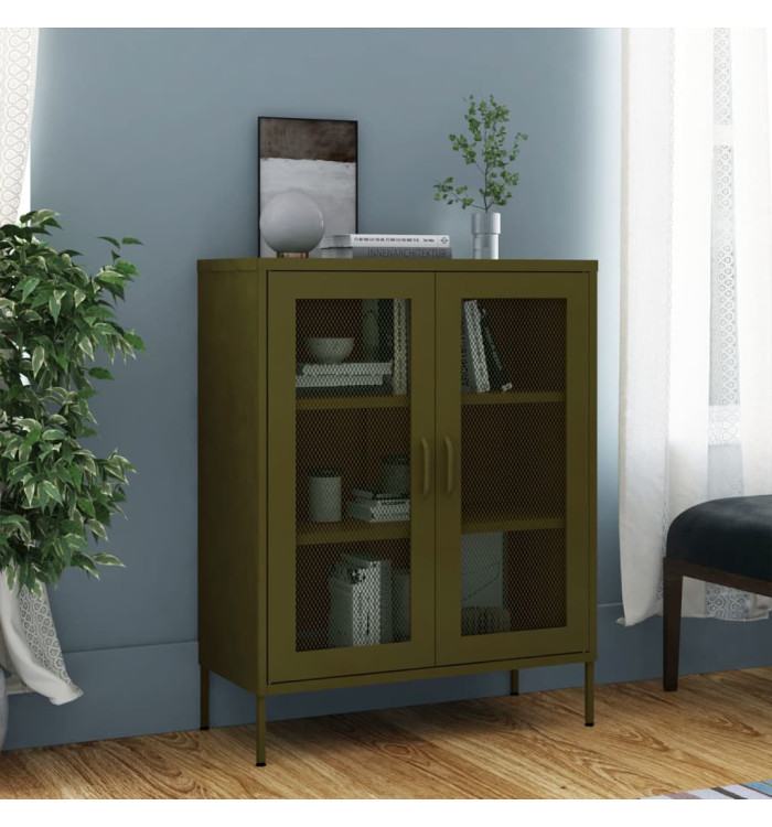 Armoire de rangement Vert olive 80x35x101,5 cm Acier | Mobilier & Déco