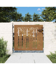 Portail de jardin 85x100 cm acier corten design de bambou | Mobilier & Déco
