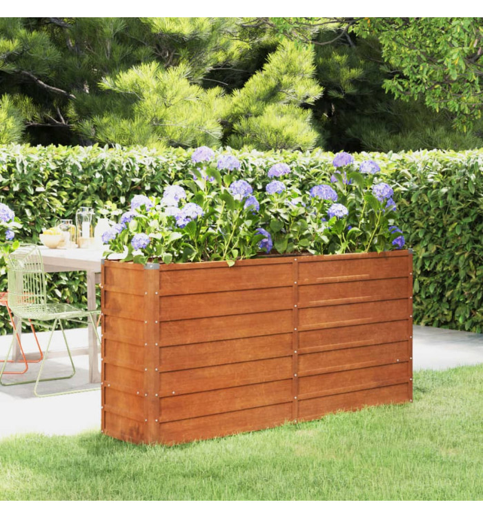 Lit surélevé de jardin rouillé 160x40x77 cm acier corten | Mobilier & Déco