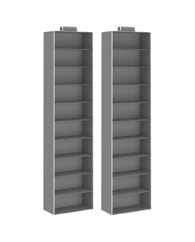 Étagères suspendues de rangement 2 pcs 10 niveaux Tissu | Mobilier & Déco
