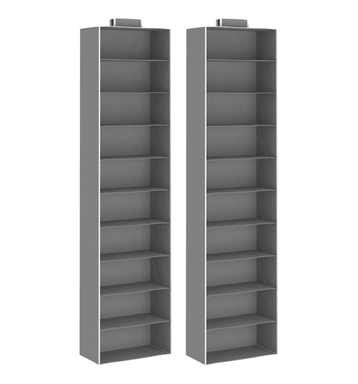 Étagères suspendues de rangement 2 pcs 10 niveaux Tissu | Mobilier & Déco
