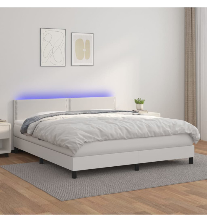 Sommier à lattes de lit avec matelas et LED Blanc 160x200 cm | Mobilier & Déco