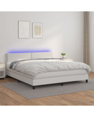 Sommier à lattes de lit avec matelas et LED Blanc 160x200 cm | Mobilier & Déco