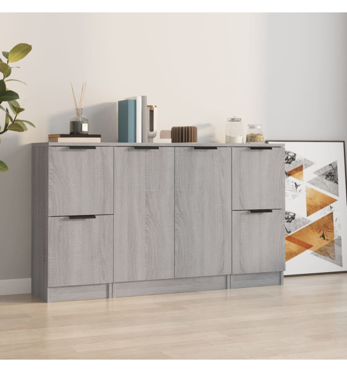 Buffets 3 pcs Sonoma gris Bois d'ingénierie | Mobilier & Déco