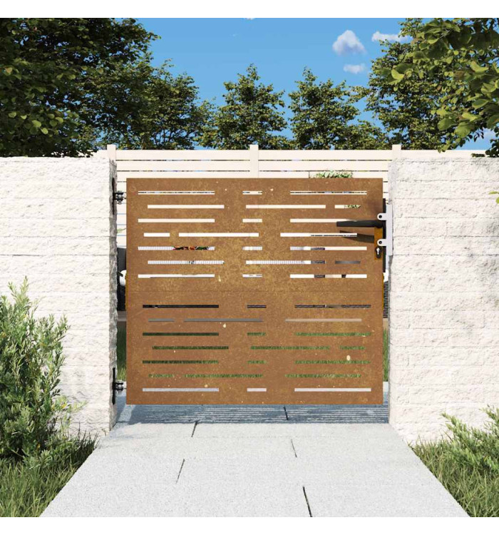 Portail de jardin 85x75 cm acier corten conception de carré | Mobilier & Déco