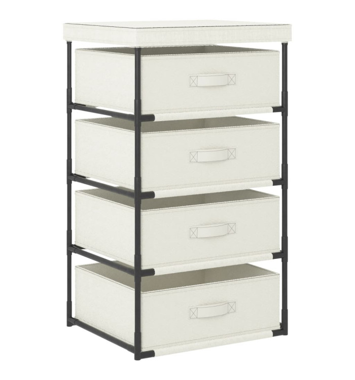 Étagère de rangement avec 4 paniers en tissu Acier Crème | Mobilier & Déco