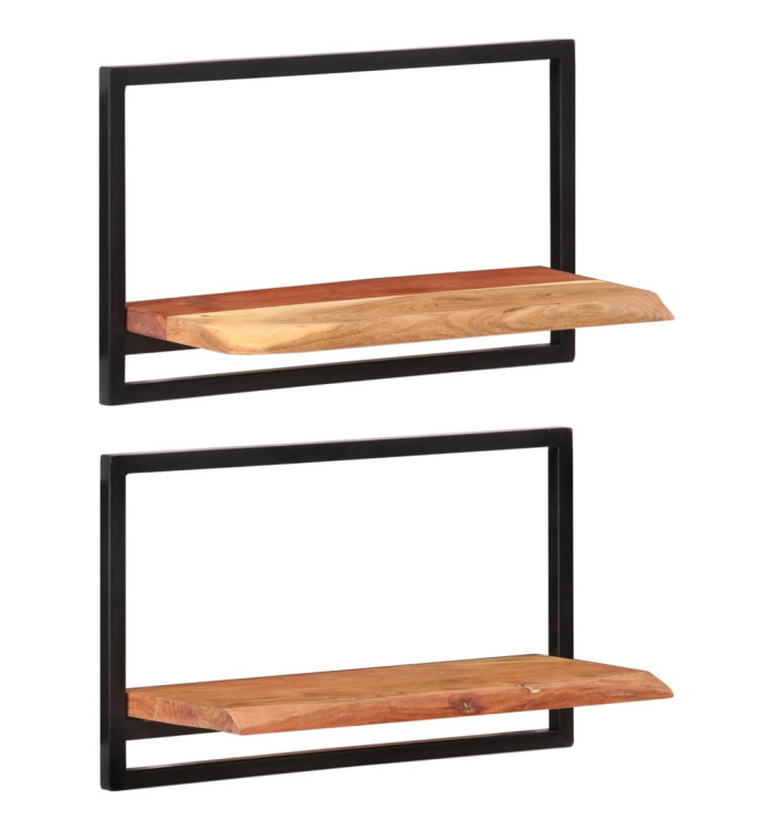 Étagères murales 2 pcs 60x25x35 cm Bois d'acacia et acier | Mobilier & Déco