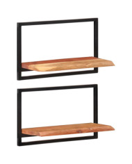 Étagères murales 2 pcs 60x25x35 cm Bois d'acacia et acier | Mobilier & Déco
