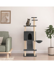 Arbre à chat avec griffoirs en sisal Gris foncé 153 cm | Mobilier & Déco