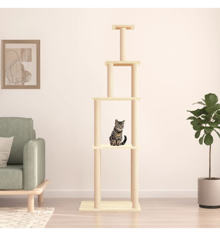 Arbre à chat avec griffoirs en sisal crème 183 cm | Mobilier & Déco