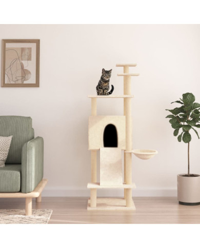 Arbre à chat avec griffoirs en sisal Crème 153 cm | Mobilier & Déco