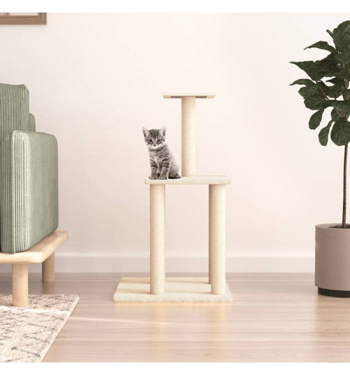 Arbre à chat avec griffoirs en sisal crème 85,5 cm | Mobilier & Déco