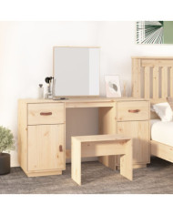 Ensemble de coiffeuse avec miroir Bois de pin solide | Mobilier & Déco