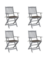 Chaises pliables d'extérieur lot de 4 et coussins Bois d'acacia | Mobilier & Déco