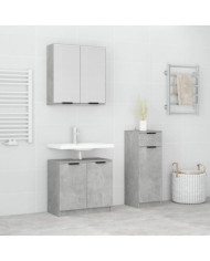 Ensemble d'armoires de salle de bain 3 pcs gris béton | Mobilier & Déco