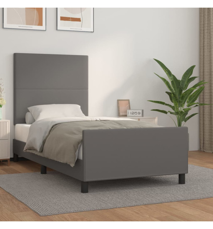 Cadre de lit sans matelas gris 90x200 cm similicuir | Mobilier & Déco