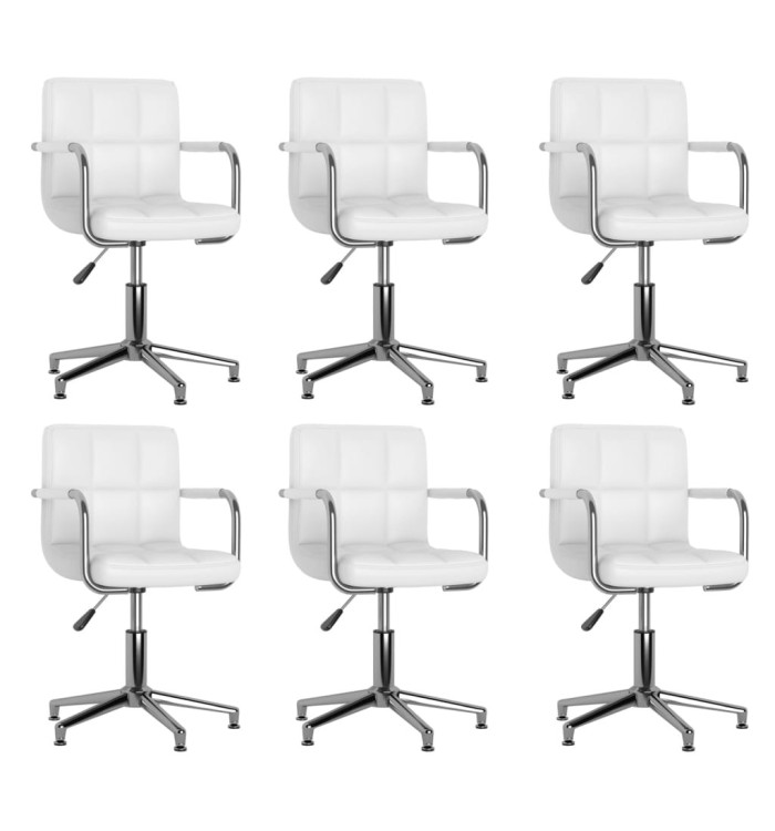 Chaises à manger pivotantes lot de 6 blanc similicuir | Mobilier & Déco