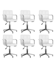 Chaises à manger pivotantes lot de 6 blanc similicuir | Mobilier & Déco