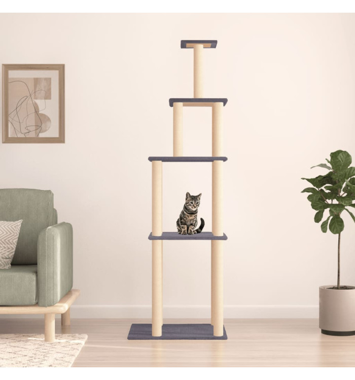 Arbre à chat avec griffoirs en sisal gris foncé 183 cm | Mobilier & Déco