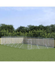 Chenil d'extérieur pour chiens argenté 6x14x2 m acier galvanisé | Mobilier & Déco