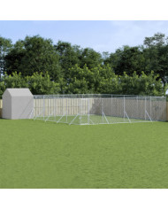 Chenil d'extérieur pour chiens avec toit argenté 10x10x2,5 m | Mobilier & Déco