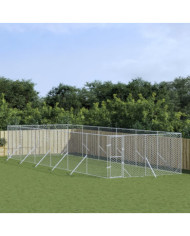 Chenil d'extérieur pour chiens argenté 4x12x2 m acier galvanisé | Mobilier & Déco