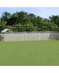 Chenil d'extérieur pour chiens avec toit argenté 14x2x2,5 m | Mobilier & Déco