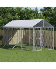 Chenil d'extérieur pour chiens avec toit argenté 2x6x2,5 m | Mobilier & Déco