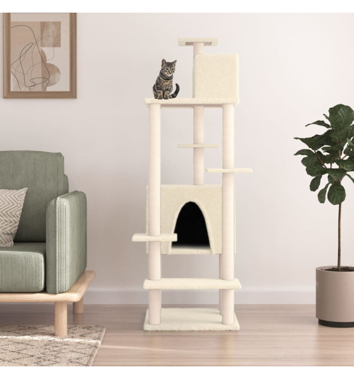 Arbre à chat avec griffoirs en sisal Crème 154 cm | Mobilier & Déco