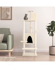 Arbre à chat avec griffoirs en sisal Crème 154 cm | Mobilier & Déco