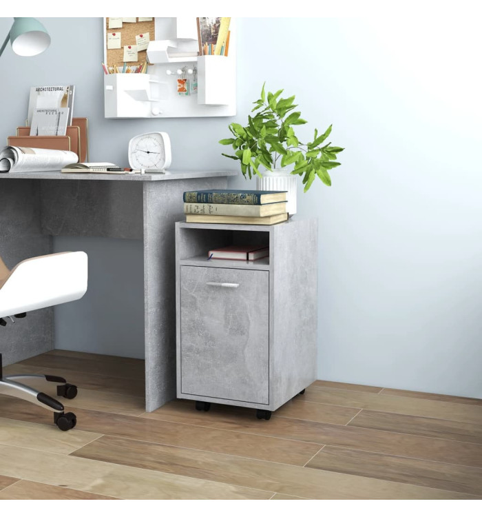 Armoire latérale et roues Gris béton 33x38x60cm Bois ingénierie | Mobilier & Déco