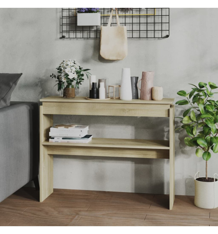 Table console chêne sonoma 102x30x80 cm bois d'ingénierie | Mobilier & Déco