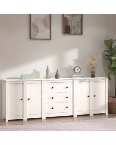 Buffet Blanc 230x35x80 cm Bois massif de pin | Mobilier & Déco