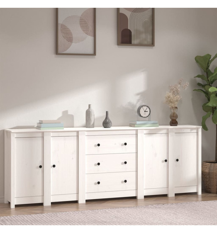 Buffet Blanc 230x35x80 cm Bois massif de pin | Mobilier & Déco