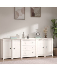 Buffet Blanc 230x35x80 cm Bois massif de pin | Mobilier & Déco