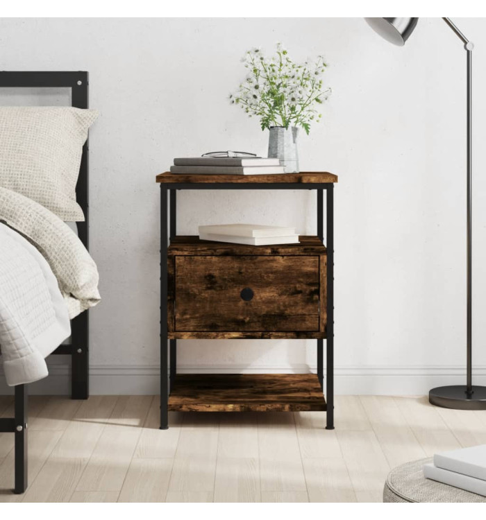 Table de chevet chêne fumé 40x42x56 cm bois d'ingénierie | Mobilier & Déco