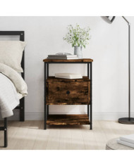 Table de chevet chêne fumé 40x42x56 cm bois d'ingénierie | Mobilier & Déco