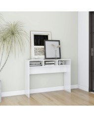 Table console blanc brillant 105x30x80 cm bois d'ingénierie | Mobilier & Déco